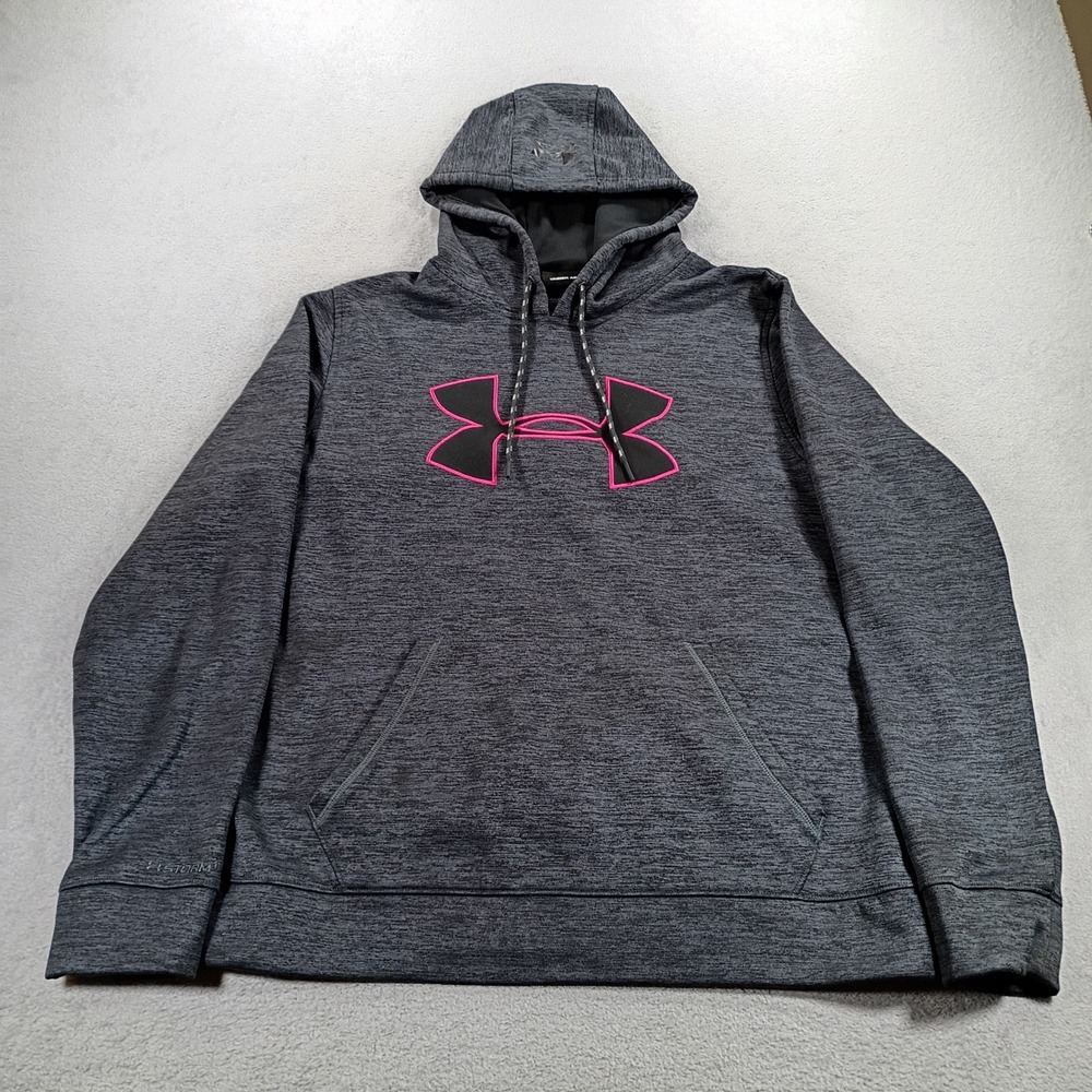 Under Armour Womens Storm1 Hoodie Gray Pink Size M Loose Fit Sweatshirt